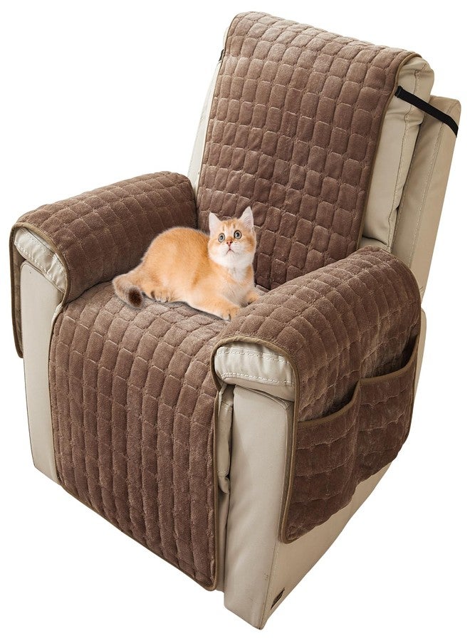 غطاء كرسي استرخاء فاخر من لوفهافرين، مقاس 23 بوصة - غطاء قابل للغسل ومبطن من الصوف الصناعي لكراسي الاسترخاء والأثاث. مزود بجيوب جانبية، أغطية كبيرة لكراسي الاسترخاء، آمن للأطفال والحيوانات الأليفة، لون قهوة. - Image 1